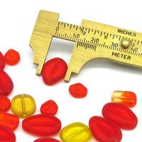 Flat Czech Glass Window Beads, Orange and Yellow Mix