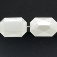 White Pearlized Octagon Beads, Vintage 25x18mm Plastic Baguettes