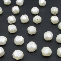 Vintage Cream Lustre Faceted Beads