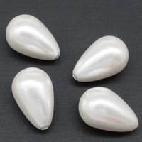 26.5x17mm Teardrop Beads, Vintage White Plastic Pearls