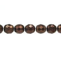 10mm Round Faceted Czech Glass Beads, Dark Bronze