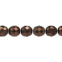 10mm Round Faceted Czech Glass Beads, Dark Bronze