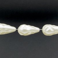 Vintage Teardrop Beads, Large Textured Plastic Pearls