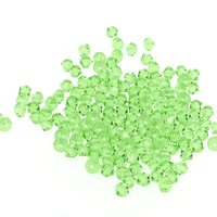 4mm Faceted Bicone Beads, Translucent Peridot Green Vintage Machine Cut Crystal Spacers