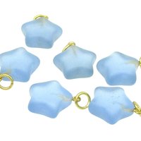 17mm Star Charms, Matte Pressed Glass Pendants
