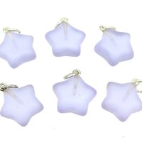 17mm Star Charms, Matte Pressed Glass Pendants