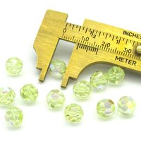 8mm Faceted Round Beads, Vintage Jonquil AB Machine-Cut Crystal Spacers