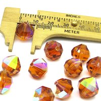 12x12mm Faceted Octagon Beads, Vintage Topaz AB Machine-Cut Iridescent Crystal Polygons (12)