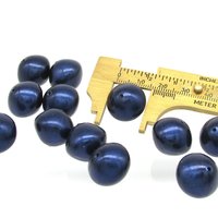 15mm Chubby Rondelles, Vintage Midnight Blue Plastic Pearls