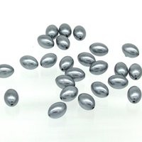 11.5x8mm Oval Pearlized Beads,  Vintage Dark Gray Tapered Barrels