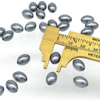 11.5x8mm Oval Pearlized Beads,  Vintage Dark Gray Tapered Barrels