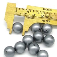 Vintage Plastic Pearls 12mm 14mm Round Gray Beads