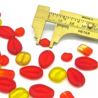 Flat Czech Glass Window Beads, Orange and Yellow Mix