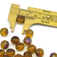 10mm Round Faceted Topaz Czech Glass Beads