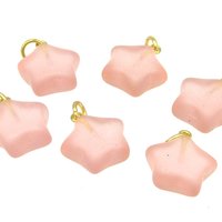 17mm Star Charms, Matte Pressed Glass Pendants