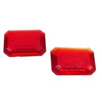 Vintage 20x14mm Octagon Baguettes, Translucent Siam Red Glass Gems