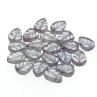 Flat Leaf Beads, Czech Pressed Glass 10x8mm Veined Birch