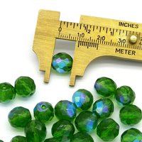 Green 10mm Faceted Rounds, Czech Glass Beads, Choose a Shade