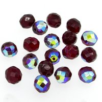 10mm Faceted Round Beads, Translucent Red Czech Fire Polished Glass Spacers, Bright Siam AB or Rich Garnet Shades