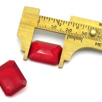 Vintage 20x14mm Octagon Baguettes, Translucent Siam Red Glass Gems