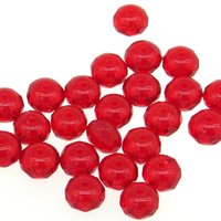 6x8.5mm Faceted Glass Rondelles, Translucent Siam Red