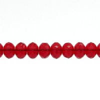 6x8.5mm Faceted Glass Rondelles, Translucent Siam Red