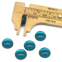 11mm Round Foiled Aqua Glass Cabochons