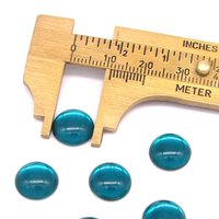 11mm Round Foiled Aqua Glass Cabochons
