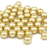 8mm Opaque Gold Rounds, Metallic Lustre Faux Pearl Coated Glass Spacers (50)