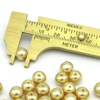 8mm Opaque Gold Rounds, Metallic Lustre Faux Pearl Coated Glass Spacers (50)