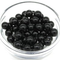 8mm Round Black Glass Beads, Glossy Opaque Jet Spacers (50)