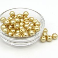 8mm Opaque Gold Rounds, Metallic Lustre Faux Pearl Coated Glass Spacers (50)