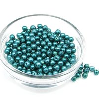 4mm Round Glass Pearls, Opaque Teal Lustre Beads (20g)