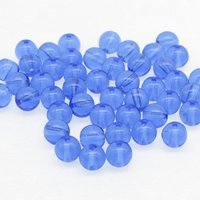 6mm Smooth Round Beads, Blue Czech Pressed Glass Spacers