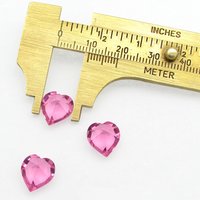 11mm Rhinestone Hearts, Rose Pink Faceted Point Back Unfoiled Crystal Gems