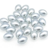 11.5x8mm Oval Rice Beads, Opaque Light Blue Vintage Faux Pearls