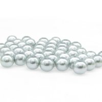 8mm Round Glass Pearls, Opaque Silver Gray Lustre Beads