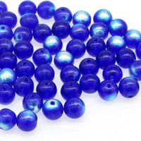 6mm Smooth Round Beads, Blue Czech Pressed Glass Spacers