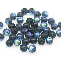 6mm Smooth Round Beads, Blue Czech Pressed Glass Spacers