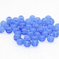 6mm Smooth Round Beads, Blue Czech Pressed Glass Spacers