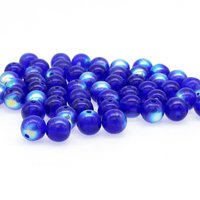 6mm Smooth Round Beads, Blue Czech Pressed Glass Spacers