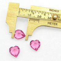 11mm Rhinestone Hearts, Rose Pink Faceted Point Back Unfoiled Crystal Gems