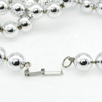 Vintage 12mm Silver Plastic Beads on 90.5” Molded Strand with Clasp