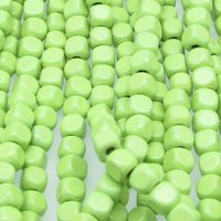 5mm Cubes, Light Green Vintage Czech Wood Beads, 21" Strand