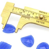 Vintage 14x13mm Shield Rhinestones, Opaque Blue Unfoiled Glass Gems (5)