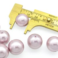 16mm Round Glass Beads, Opaque Mauve Czech Faux Pearls (11)