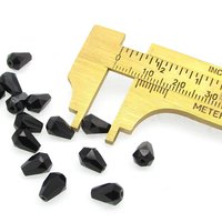 Jet Faceted Teardrop Fire Polished Glass Beads