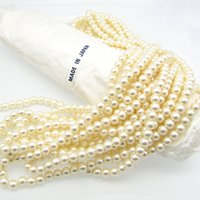 6mm Round Faux Pearls, Opaque Cream Lustre Vintage Plastic Beads
