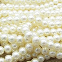 6mm Round Faux Pearls, Opaque Cream Lustre Vintage Plastic Beads