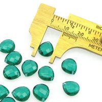 11x10mm Flat Teardrop Beads, Translucent Green Faceted Briolettes